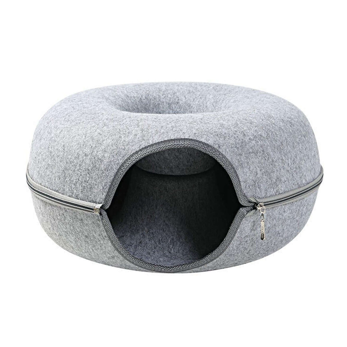 LONDOWİATunnel Interactive Cat Bed,Tunnel Interactive Cat Bed - Felt Cat Tunnel Bed Round Donut Felt Pet Nest Round Donut Interactive Play Toy