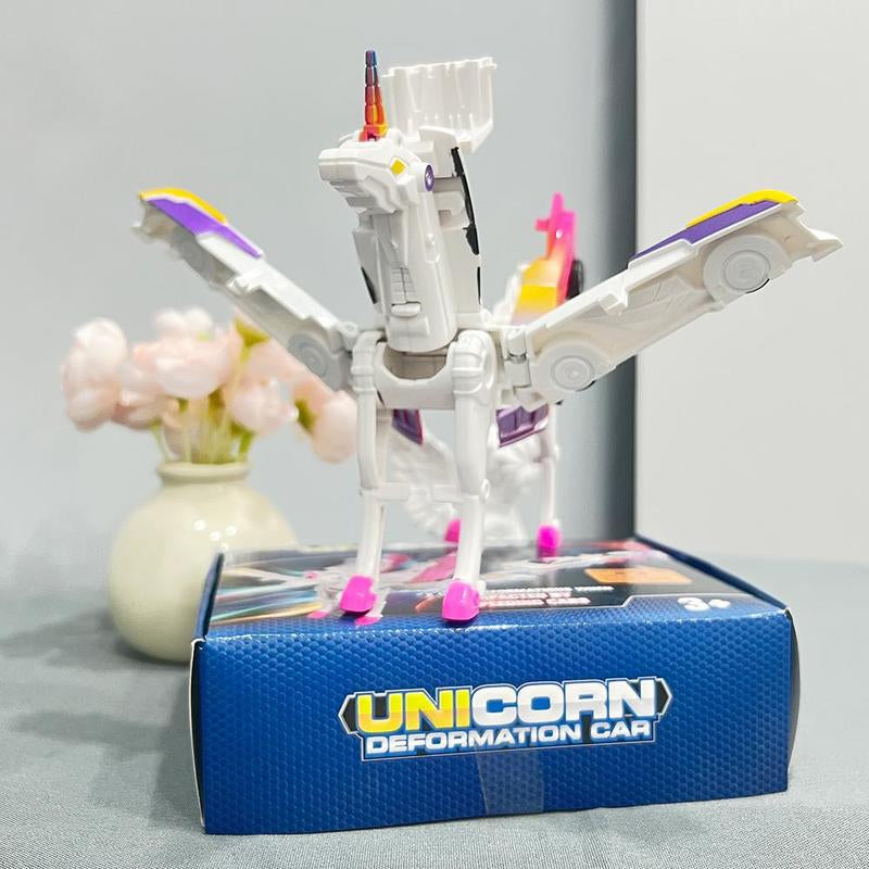 Feiyi Tianma Two Car Collision Deformation Pony Combined Unicorn Deformation Toy, 2 Magical Deformation Car Robots Set with Automatic Deformation & Collision Function, Toys