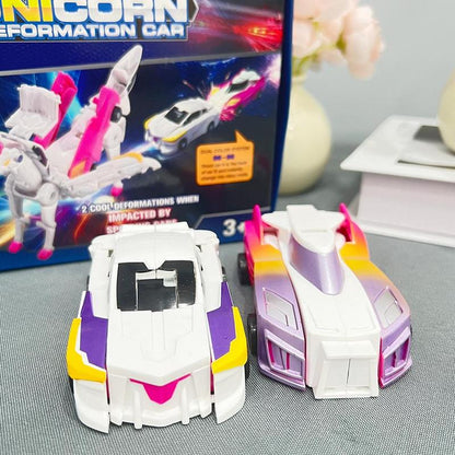 Feiyi Tianma Two Car Collision Deformation Pony Combined Unicorn Deformation Toy, 2 Magical Deformation Car Robots Set with Automatic Deformation & Collision Function, Toys