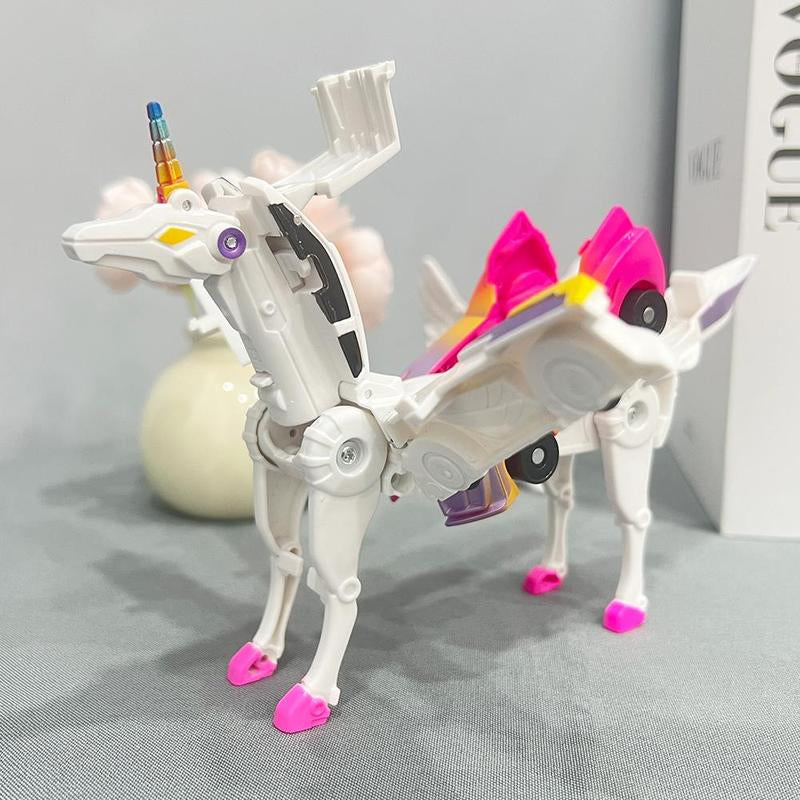 Feiyi Tianma Two Car Collision Deformation Pony Combined Unicorn Deformation Toy, 2 Magical Deformation Car Robots Set with Automatic Deformation & Collision Function, Toys